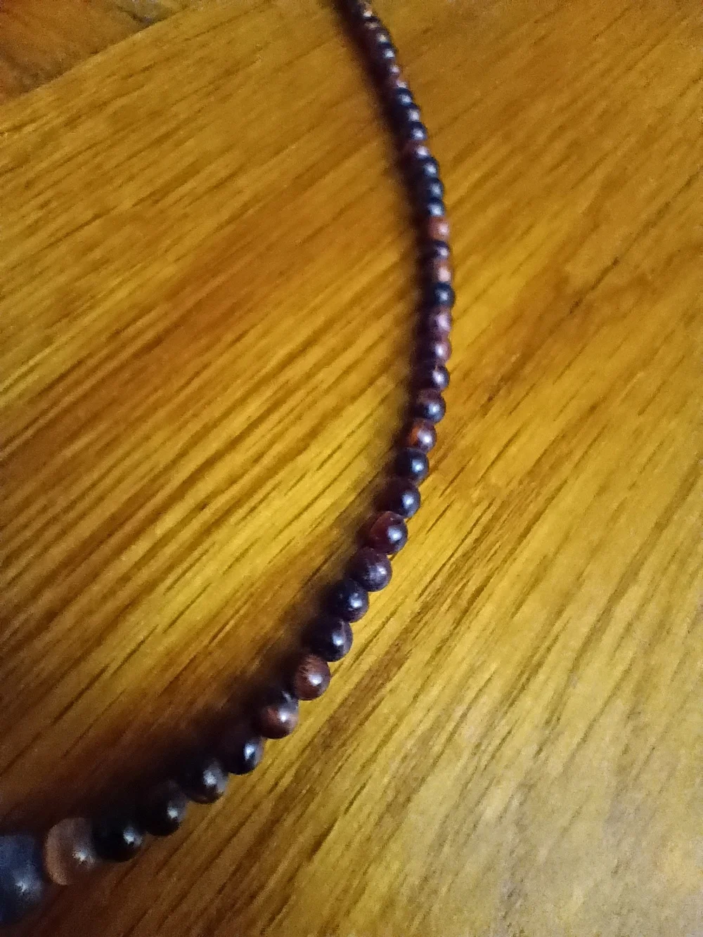 Handmade Brown Stone Beaded Necklace with White Stone Pendant